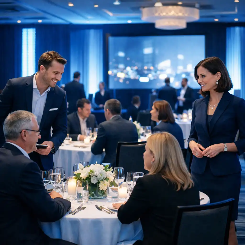 Event firmowy z eleganckim oświetleniem